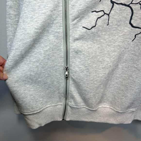 Aelfric Eden Lightning Zip Hoodie Sweatshirt Light Heather Gray Oversized  Small - Picture 7 of 15